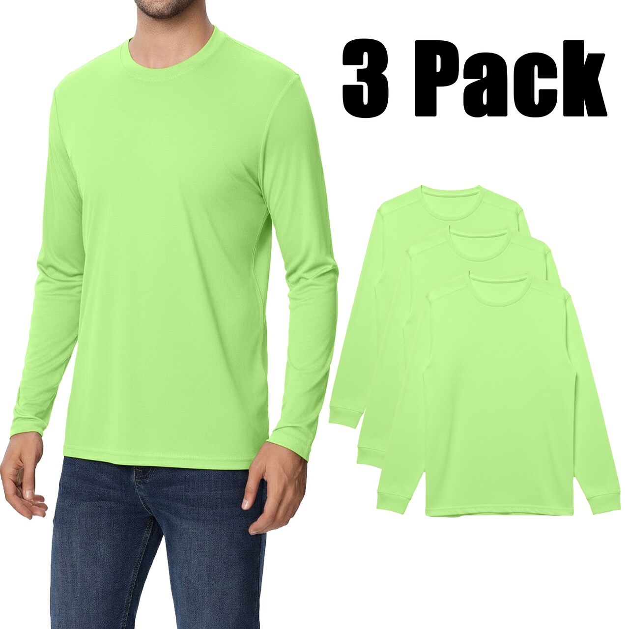 Zfeel Men's Performance Dry Fit T-Shirt 3-Pack long sleeve - Sublimation Ready